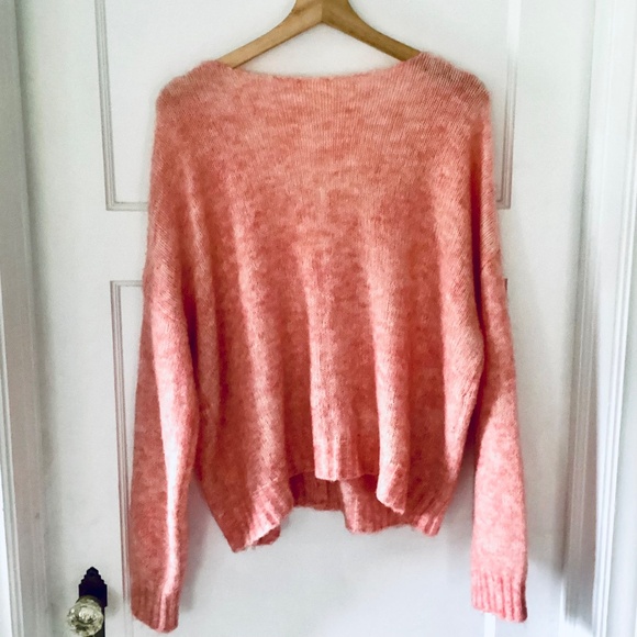 Artlove Paris Mohair Wool Blend V-neck Cardigan Pink Size L Oversized Relaxed - Picture 11 of 13